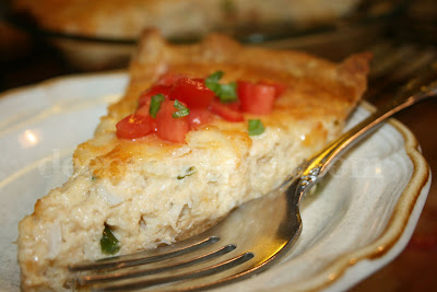 A crab quiche with a creamy Swiss cheese filling, simply seasoned to allow the sweet lump blue crabmeat to shine.