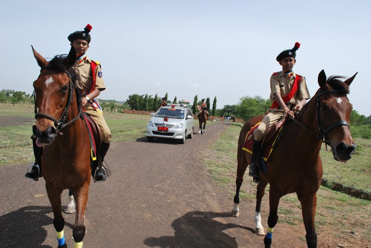 Major General VSS Goudar arrives escourted by mounted horses