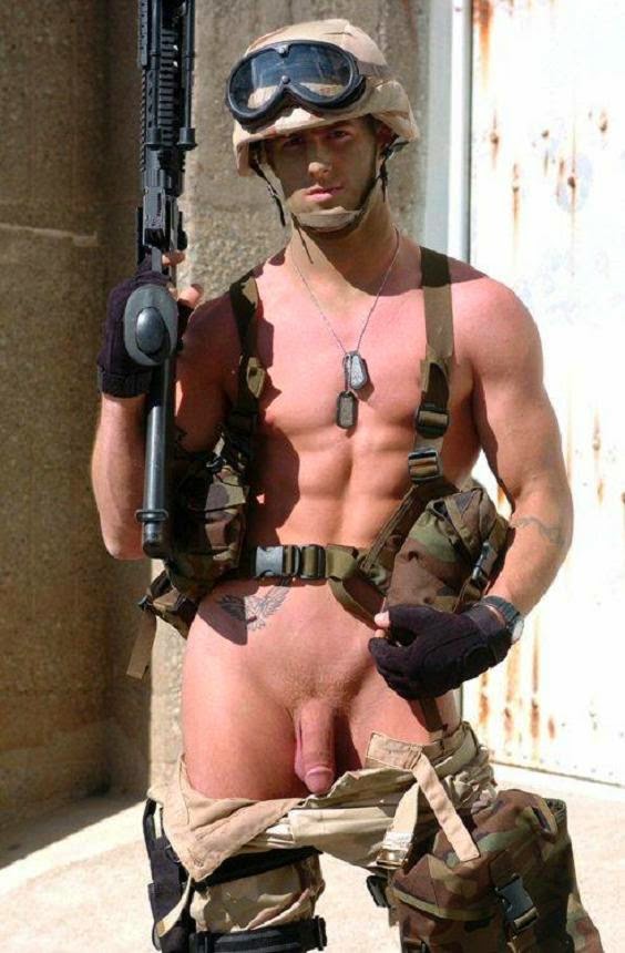 ★ Bulge and Naked Sports man : Cockout Army and Gun(２) Relax ad Erection 91...