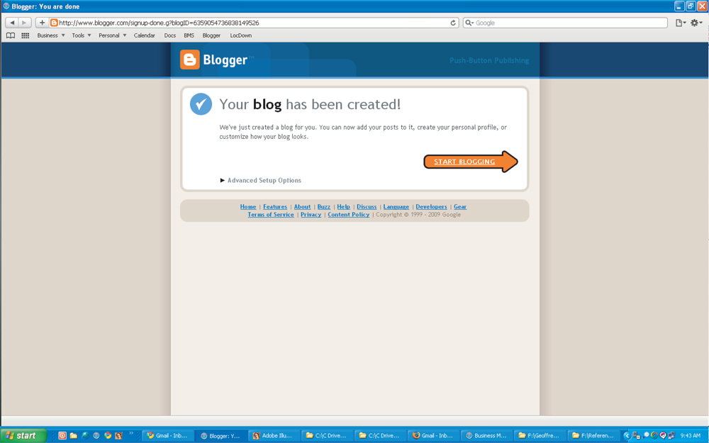 Step #7 - Click Start Blogging