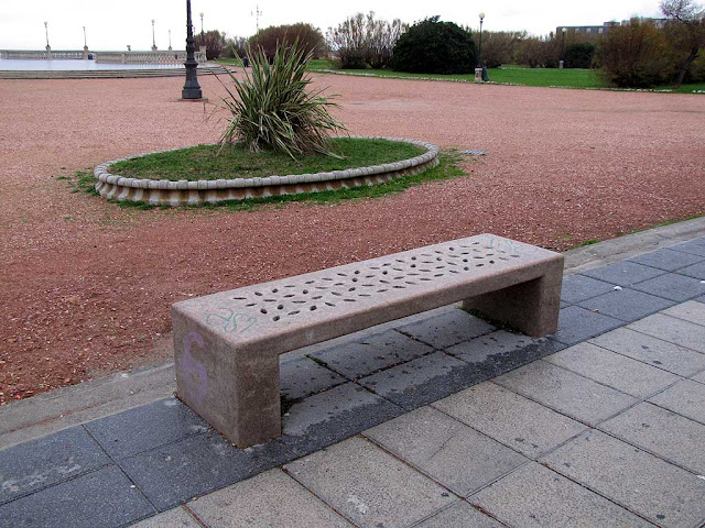 Stone bench, seafront promenade, Livorno
