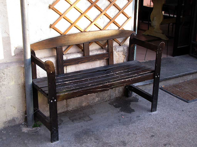 Bench outside a bar, Piazza della Vittoria, Livorno