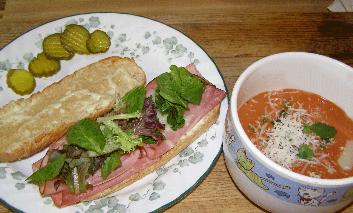 Wills Kitchen Happy New Year tomato soup and sandwich