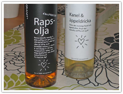 Fina flaskor, olja o dricka, närbild