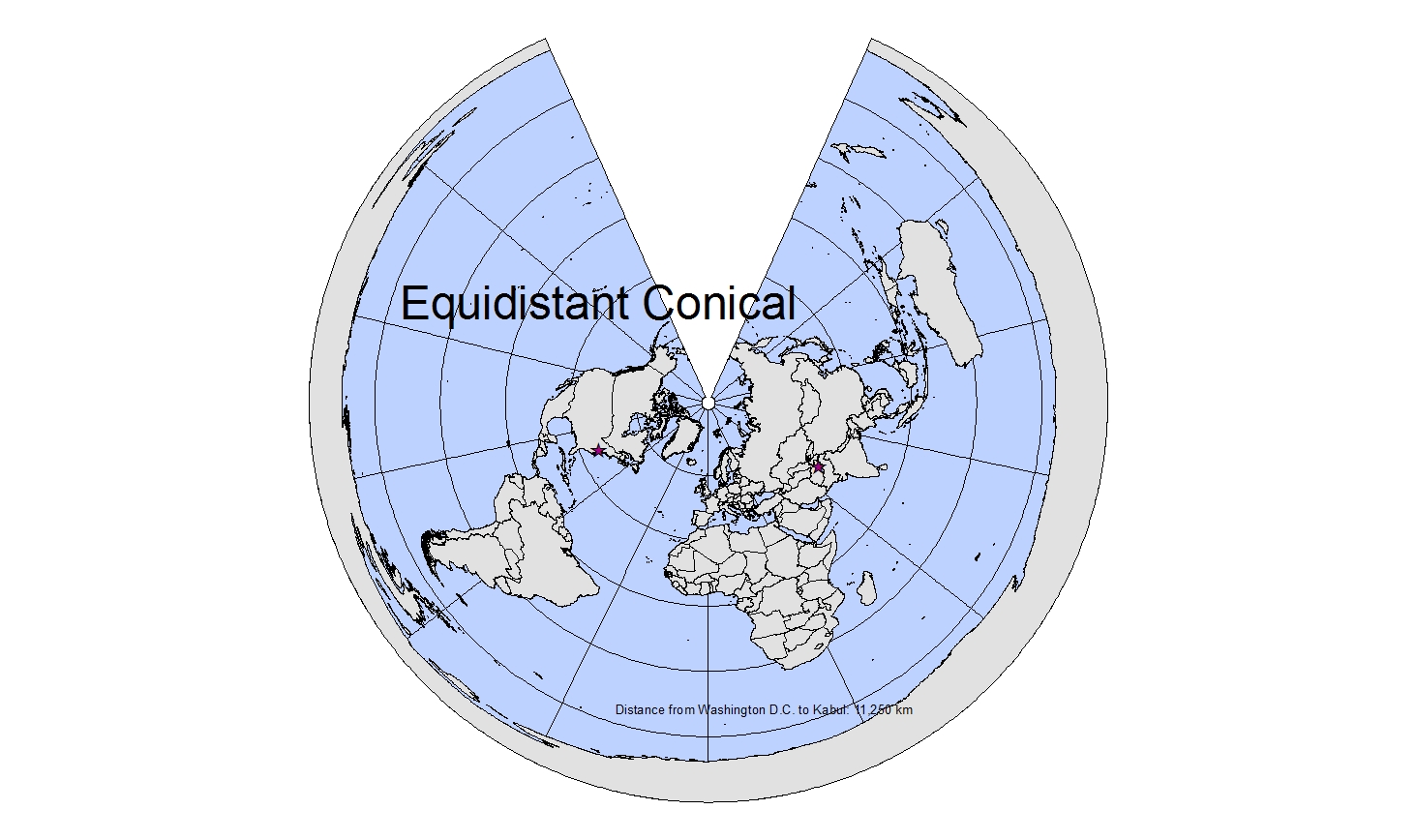 My Backyard: Equidistant Map Projections