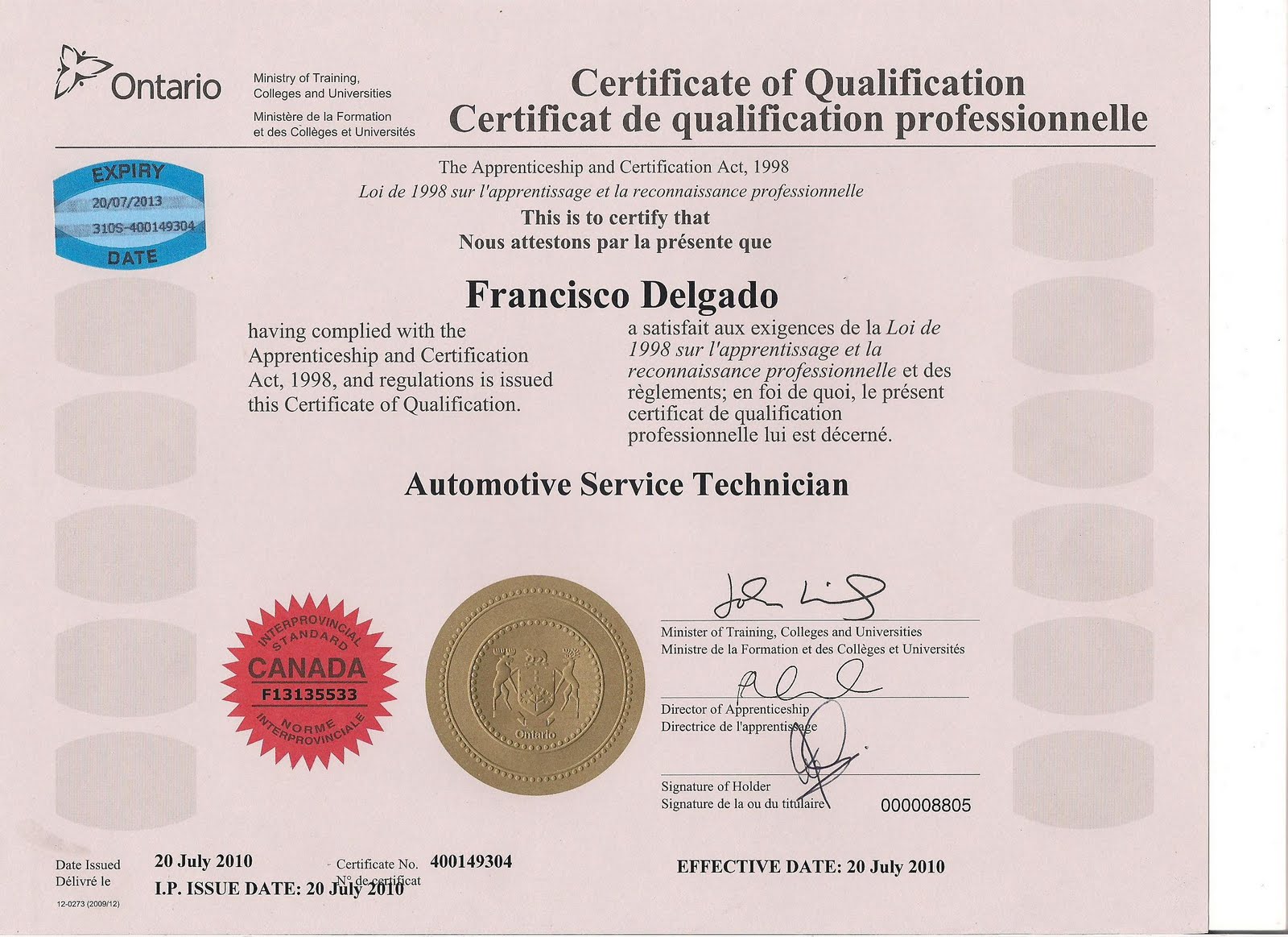 LINC 45 Blog Alumnus Frank Attains Auto Mechanic Certification