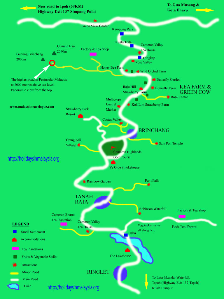 Cameron Highlands Travel Map 
