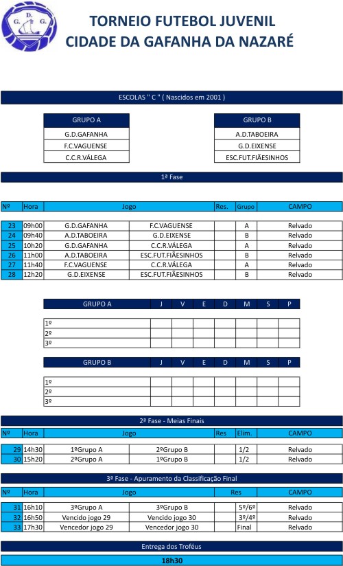 EscolasC1 Da Associa o Desportiva De Taboeira Programa Do Torneio De 