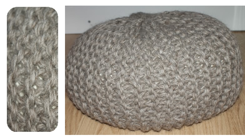 Rund Strikket Puff Med Blomster