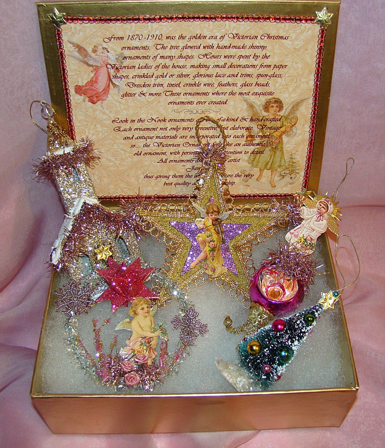 Look in the Nook Home Vintage PINK Victorian Christmas Ornament Set