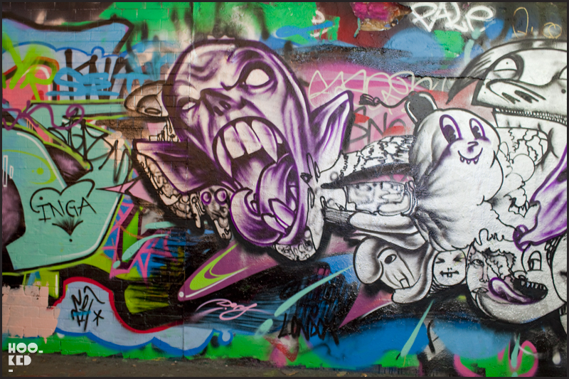 Street Art work in South London's Leake Street by American artist David Choe and DVS