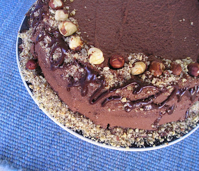 Chocolate Whipped Cream Frosting on Hazelnut Torte Chocolate Whipped Cream Frosting on Hazelnut Torte