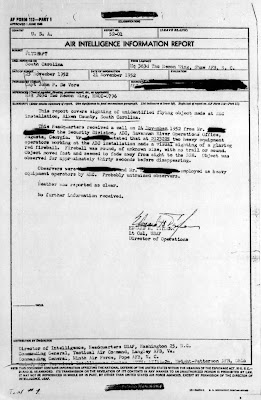 UFOs Sighted Near Savanah River H-Bomb Plant -Air Force Report 11-21-1952