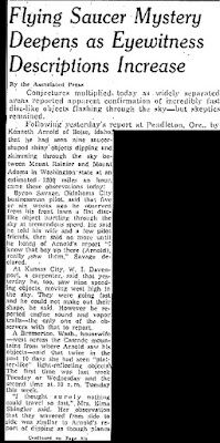 Flying Saucer Mystery Deepens As Eyewitness Descriptions Increase - Albuquerque Journal 6-27-1947