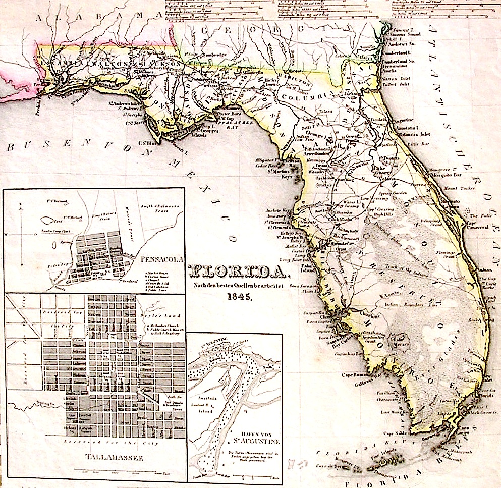 Lighthouse Books, ABAA 1845 Florida map Spanish land grants