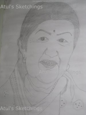 Atul's Sketchings: Lata Mangeshkar (Sur Kokila)