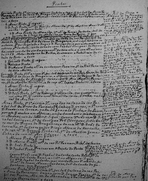 Genealogia manuscrita dos Pintos de Paramos