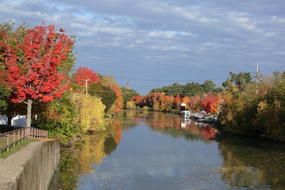 fall foliage near lift-bridge, Erie Canal at Fairport NY (c)2008 jcb