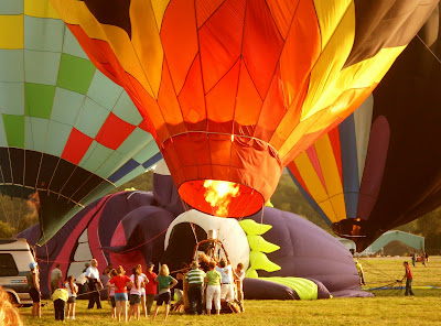 fire it up - hot air balloons warm up at Dansville Balloon Fest Sept 09