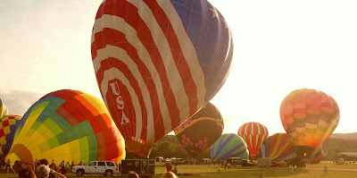 hot air balloons warm up at Dansville Balloon Fest Sept 09