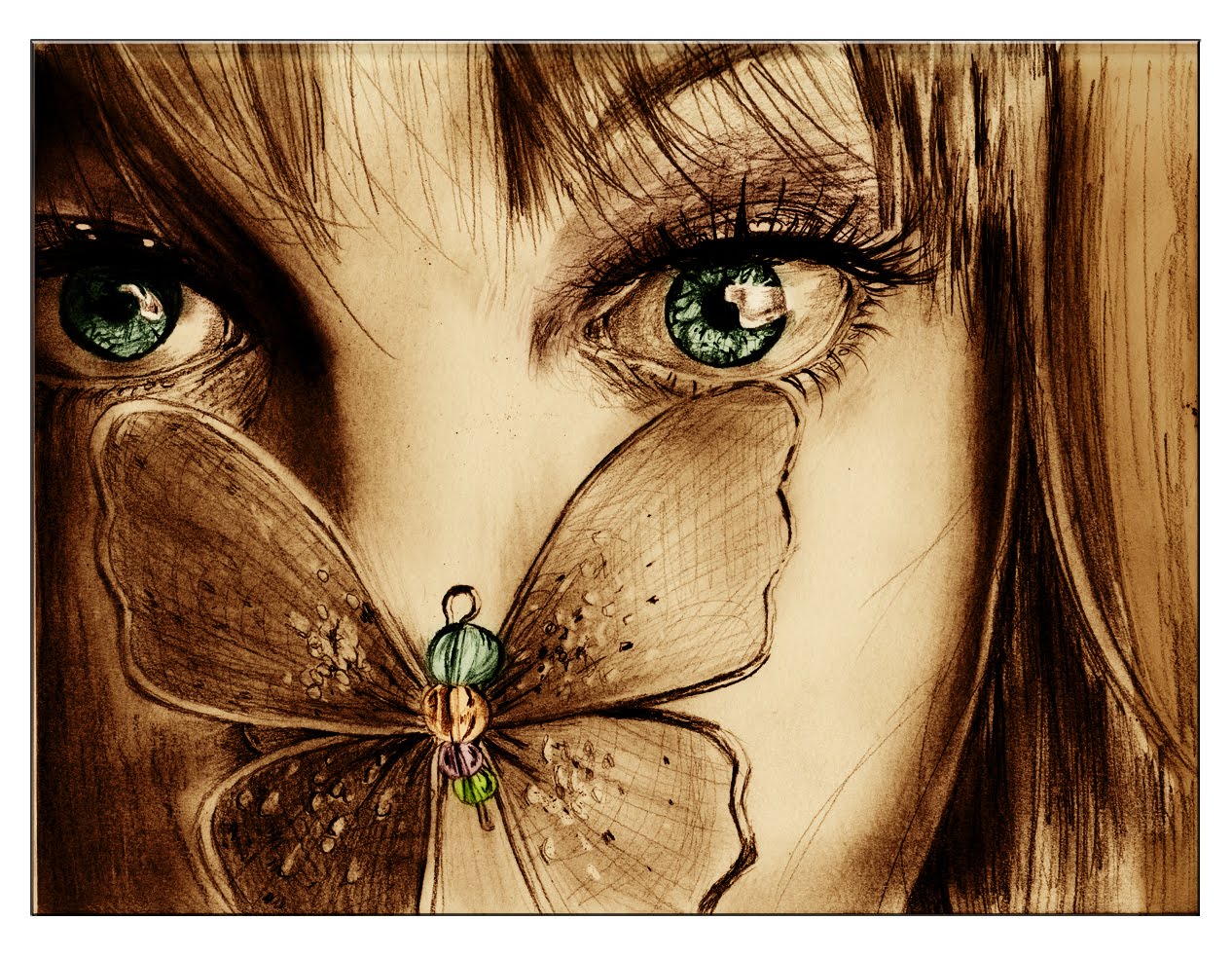 Красивый женский глаз с бабочкой