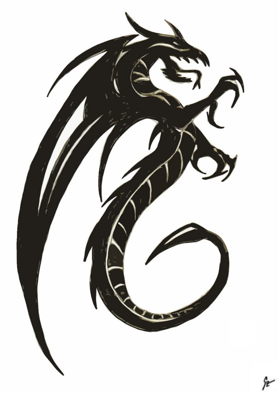 free black and white dragon clipart - photo #26
