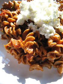 Rye Pasta with a Sun-Dried Tomato Sauce and Goat Cheese