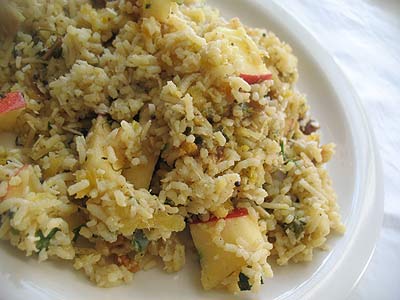 Curried Rice and Fruit Salad with Fresh Mango Dressing