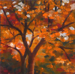 tree autumn maple painting oil impressionist paintings trees foliage watercolor impressionistic season golden