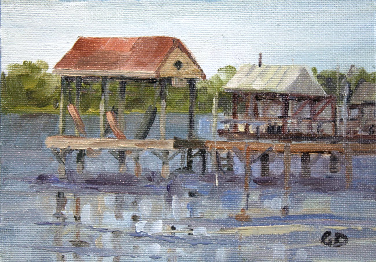 De Chiara Daily Paintings Lake Weatherford Boat Docks