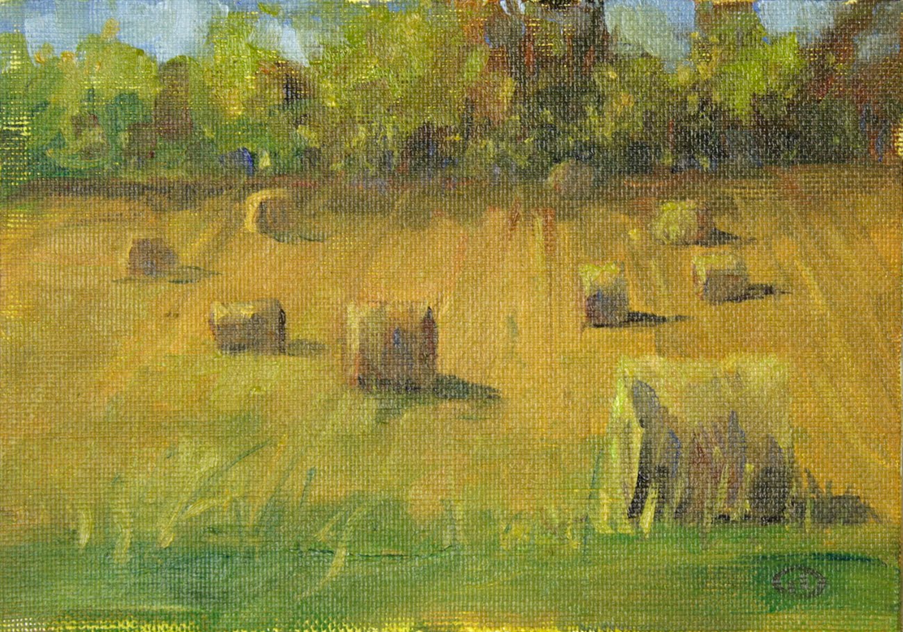 De Chiara Daily Paintings Fall Hay Field Original Oil