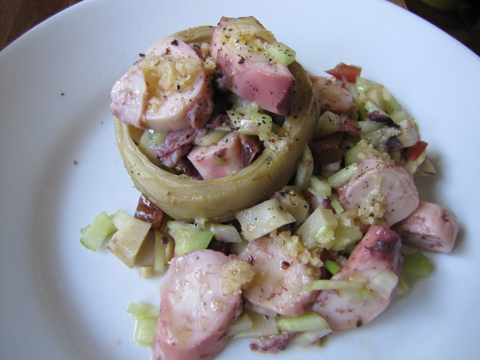 Obsédé Culinaire Notoire: Fonds d'artichaut au poulpe, Tagliatelles