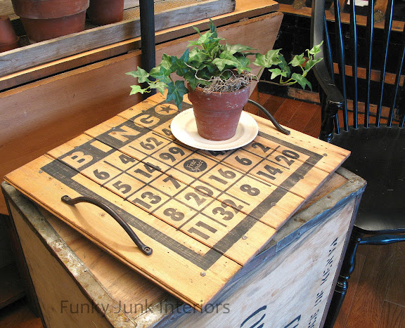 Make this vintage BINGO card styled reclaimed wood stenciled tray