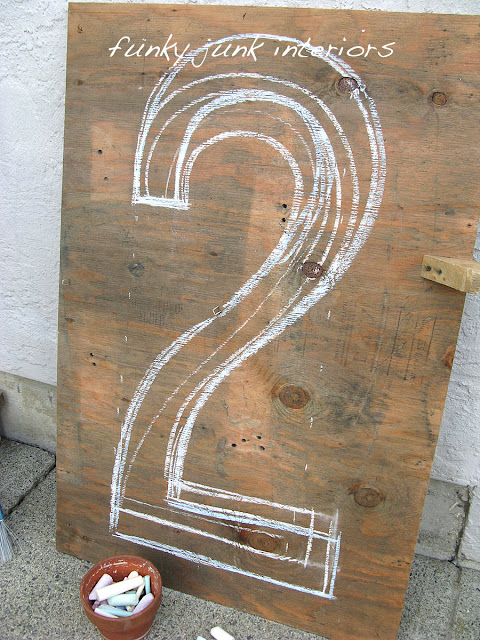 How to make a giant number or letter out of plywood... for FREE! via https://www.funkyjunkinteriors.net/