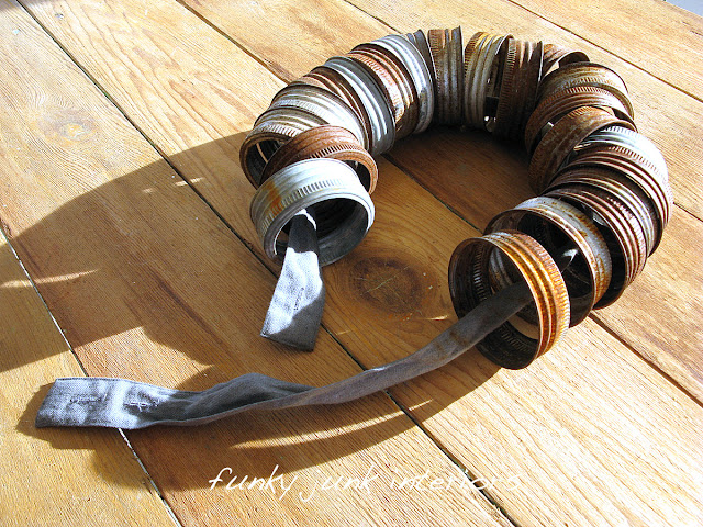 How to make an industrial canning jar rim wreath for Christmas or all season.