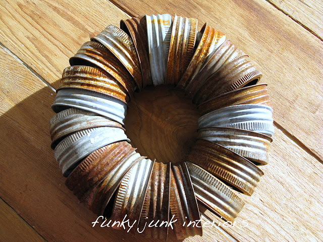 How to make an industrial canning jar rim wreath for Christmas or all season.