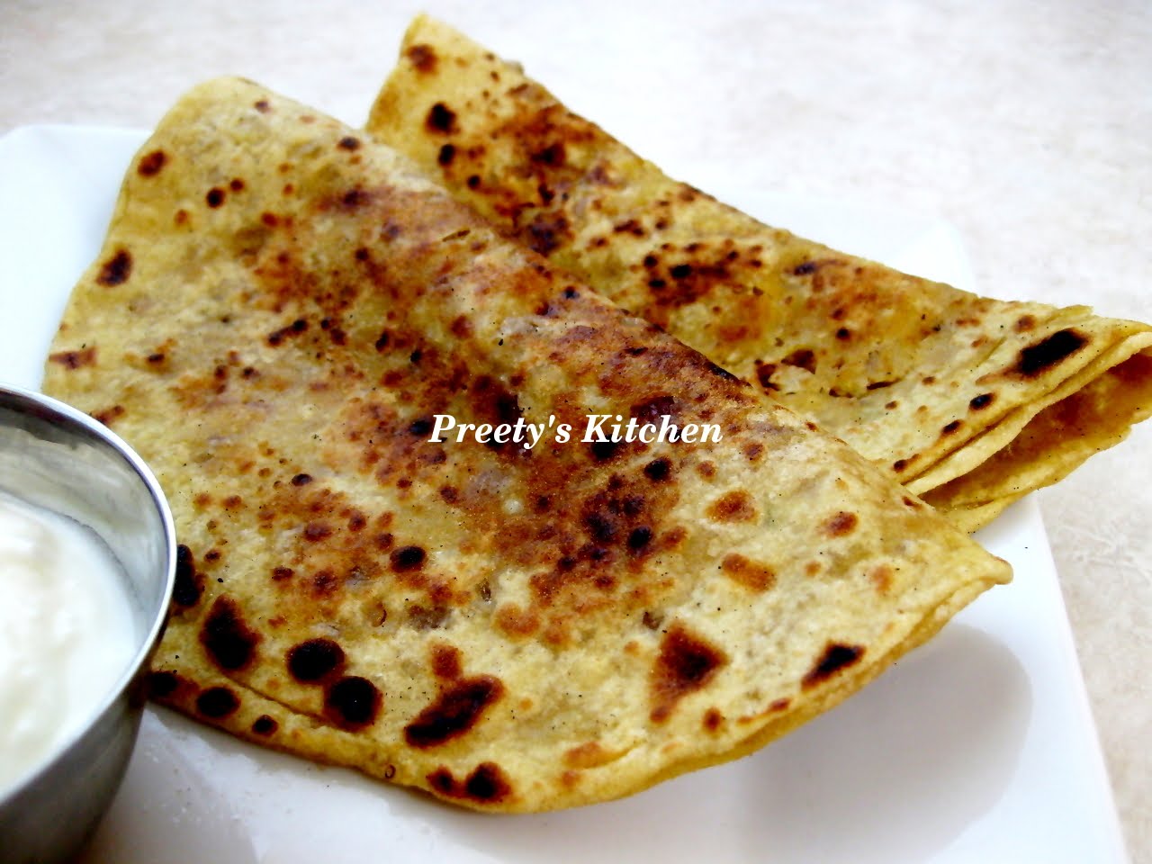 Preety's Kitchen Gobhi Ka Paratha (Indian flat Bread stuffed with Cauliflower)
