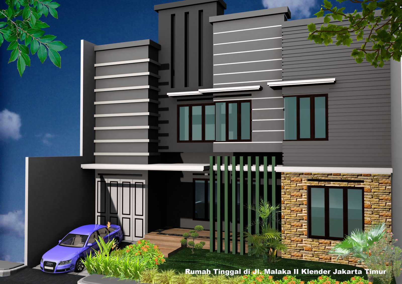 Dua Warna Arsitektur & Interior Desain Rencana Pembangunan Rumah