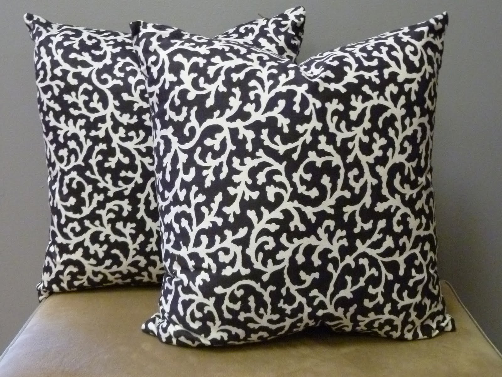 nakedwindow pair of black and white organic patterned pillow covers