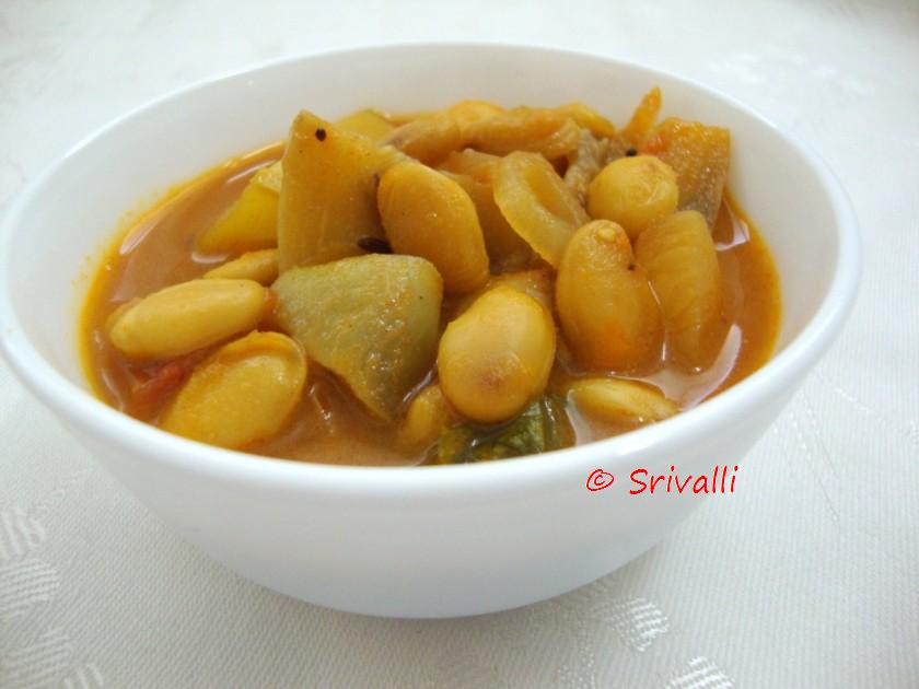 Hyacinth Bean, Brinjal Mango Curry Anumulu Vankaya Mamidikaya pulusu