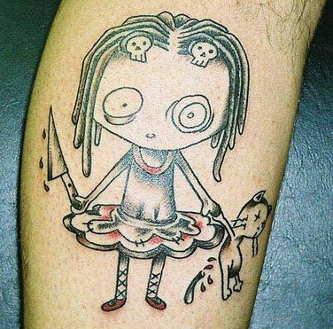 image of Belly button cartoon tattoo