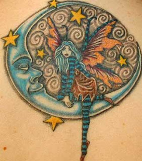 Fairy moon and fairy star tattoo designs