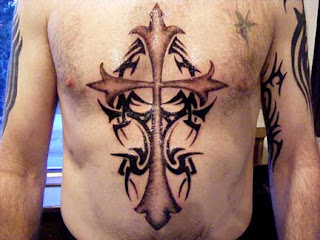 image of Tribal cross tattoo