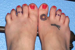 Toe flower and toe star tattoo designs