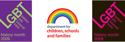 mark for LGBT History Month 2009 and logo of the Department for Children, Schools and Families