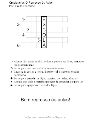 Passatempo para imprimir: O Regresso às Aulas