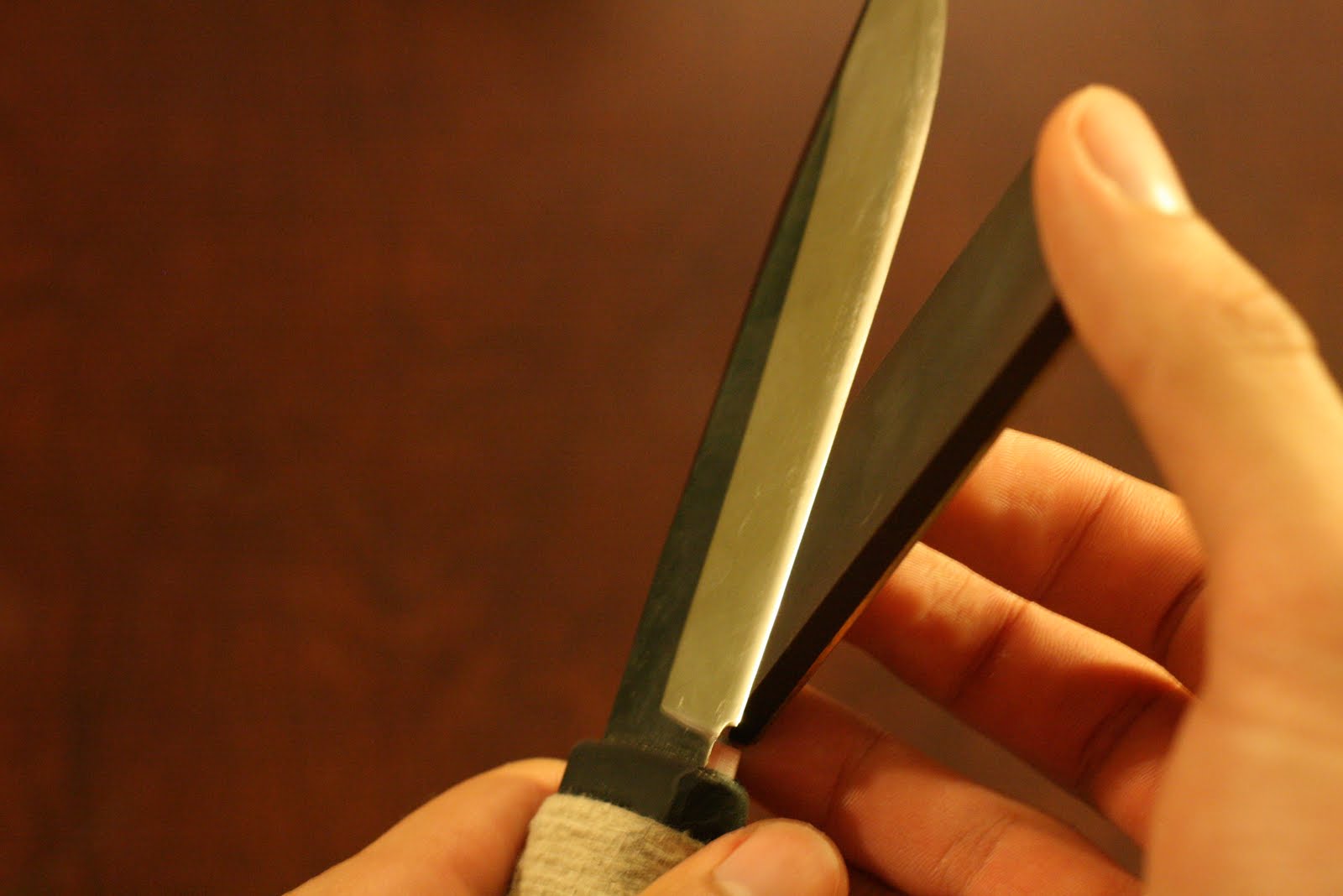 Wood Trekker Sharpening a Convex Edge in the Field