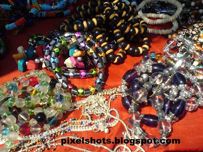 fancy chains with colourful beads from street side shop in fort cochin kerala