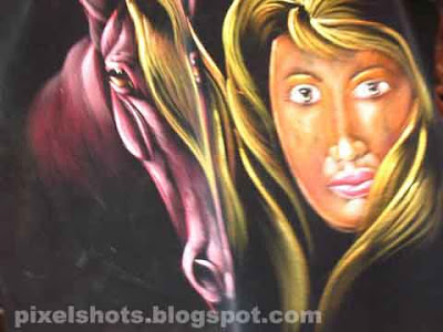 beautiful painting of lady and horse,painting on a cloth canvas,photo of painted cloth,art shop paintings