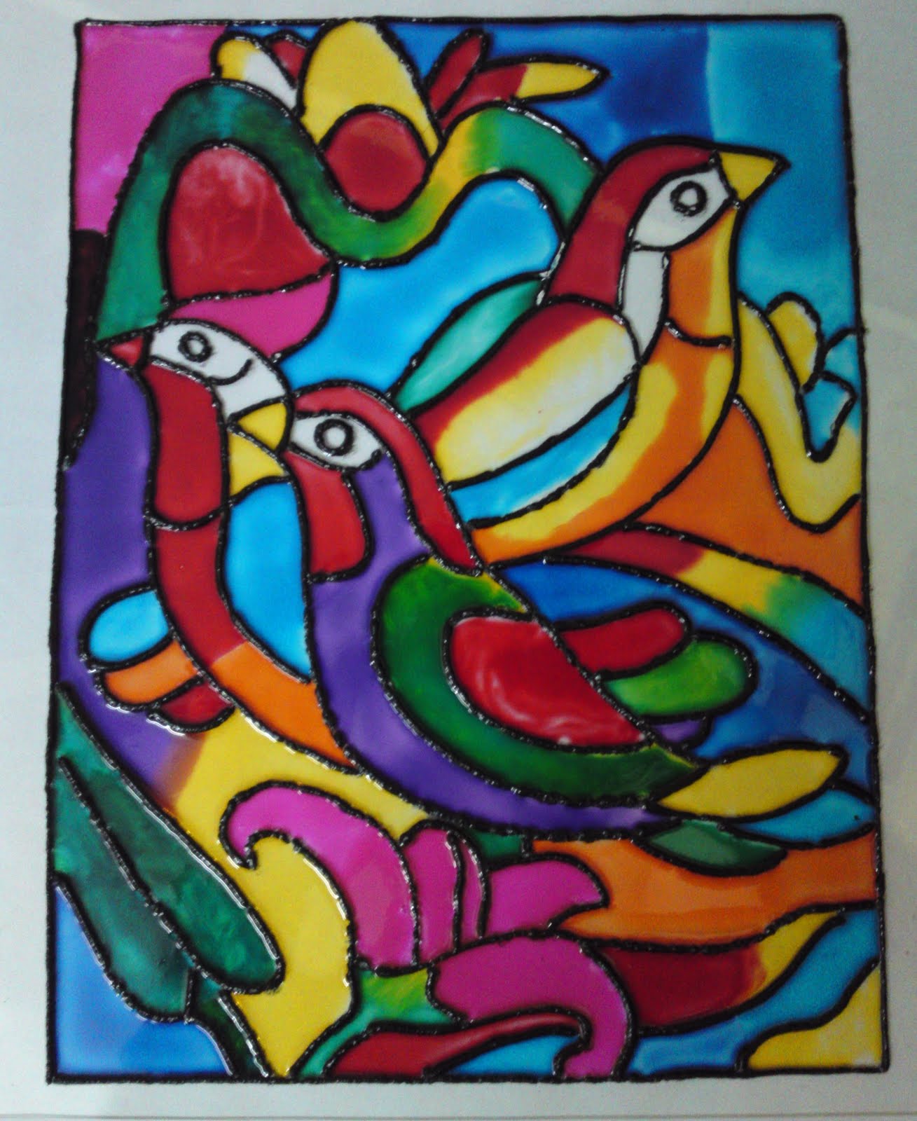 Crazy Craft Stained Glass Painting Birds